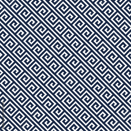 Geometric abstract seamless vector pattern including traditional korean or chinese motive with typical lines and elements