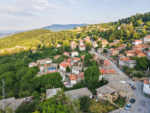 Aerial view of village of Yavrovo  Plovdiv Region  Bulgaria