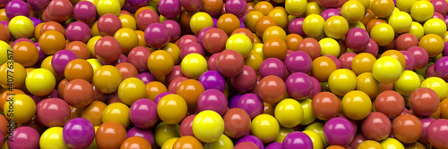 A large group of colored spheres. Minimal concept. 3d render