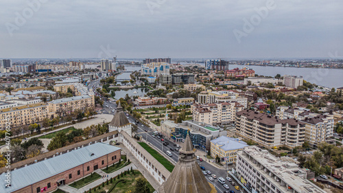 view of the city with the river from above