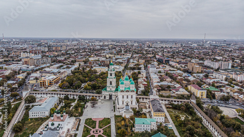 view of the city with the river from above © Дмитрий Солодянкин