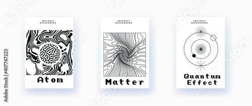 Abstract geometric background with minimal composition of shapes and forms. Cover or poster for Science, quantum mechanics and physics subjects.