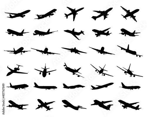 SVG Aircrafts, Black Silhouettes, Digital clipart