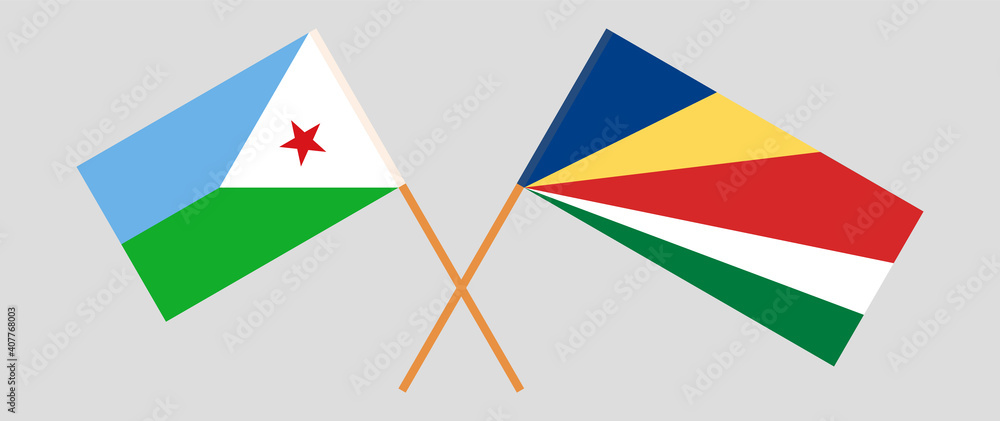 Crossed flags of Djibouti and Seychelles Crossed flags of Djibouti and Seychelles