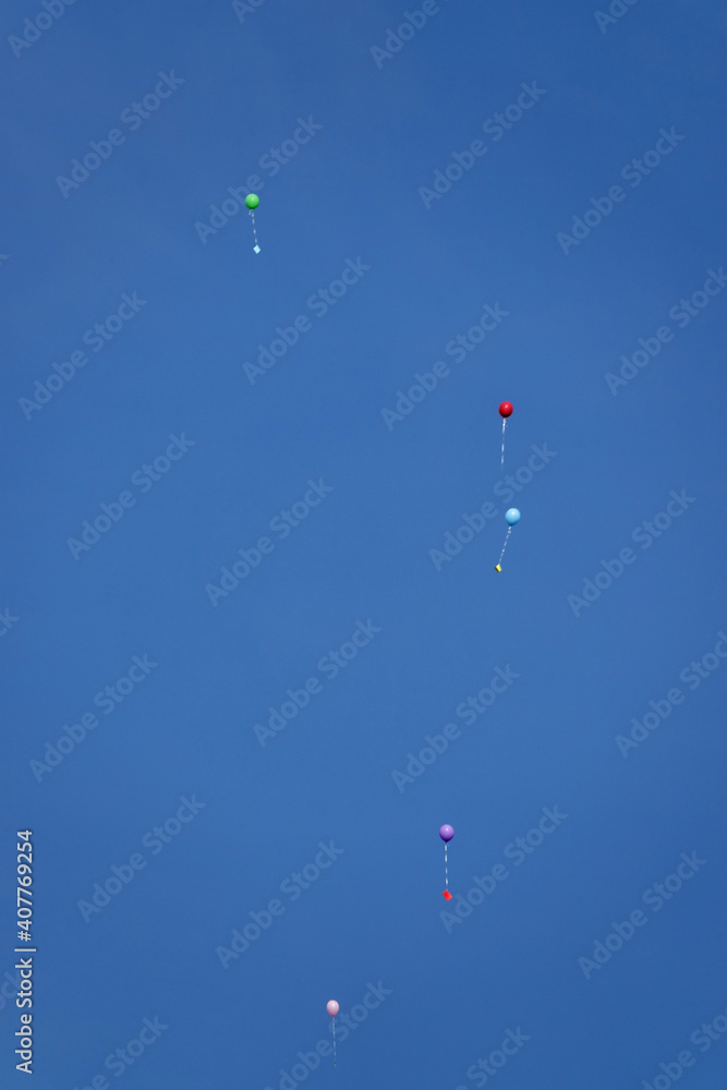 Flying Balloons With Address Labels, Wish-lists Under A Blue Sky