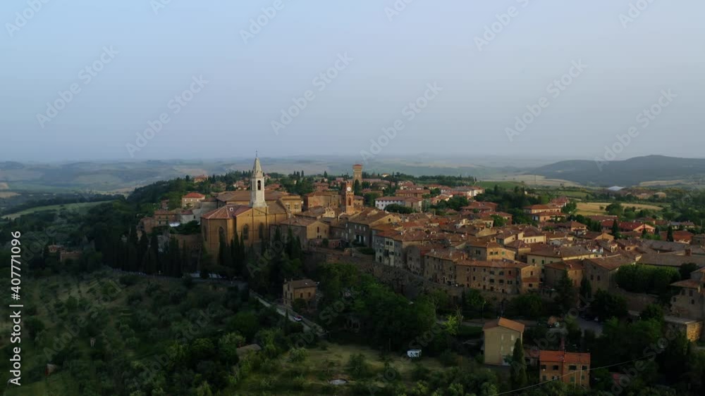 Drone Aerial View, Val d´Orcia, Siena Province Pienza, Tuscany, Italy Drone Aerial View, Val d´Orcia, Siena Province Pienza, Tuscany, Italy