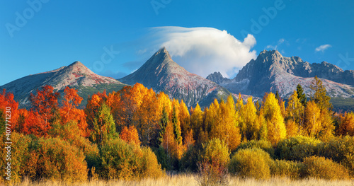 Obraz na płótnie Peak Krivan (2494m),symbol of Slovakia in High Tatras mountains, Slovakia autumn w salonie