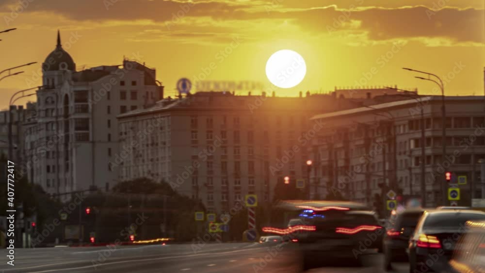 Traffic on the urban thoroughfare, overpass, at sunset, time lapse Traffic on the urban thoroughfare, overpass, at sunset, time lapse