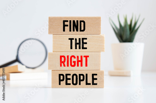 The phrase Find The Right People in the classified advertising section of a newspaper clipping