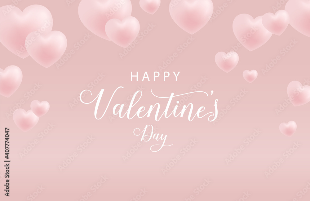 Happy Valentines Day Background with lovely hearts	