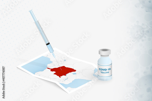 DR Congo Vaccination, Injection with COVID-19 vaccine in Map of DR Congo.