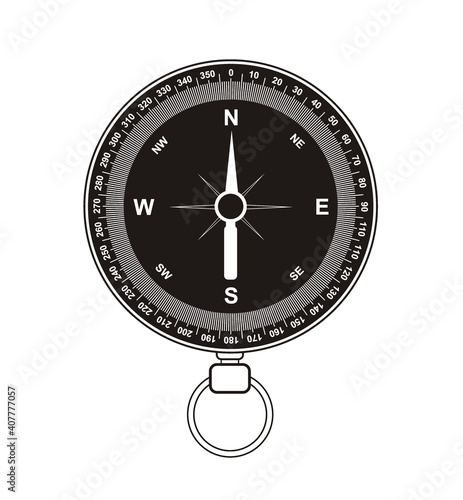 compass simple illustration in black and white