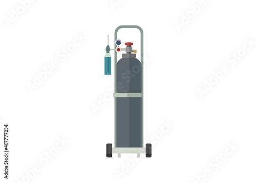 oxygen tube and its trolley, simple flat illustration