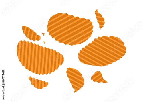 Potato curly chips. Simple flat illustration.