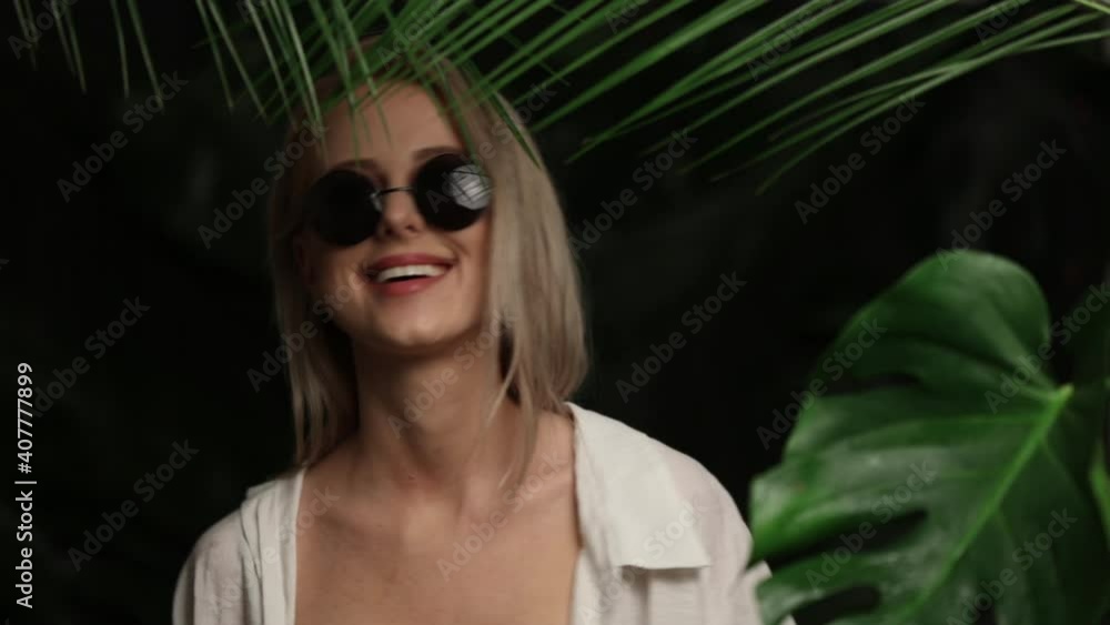 Blond woman say see you soon and leaves Blond woman say see you soon and leaves