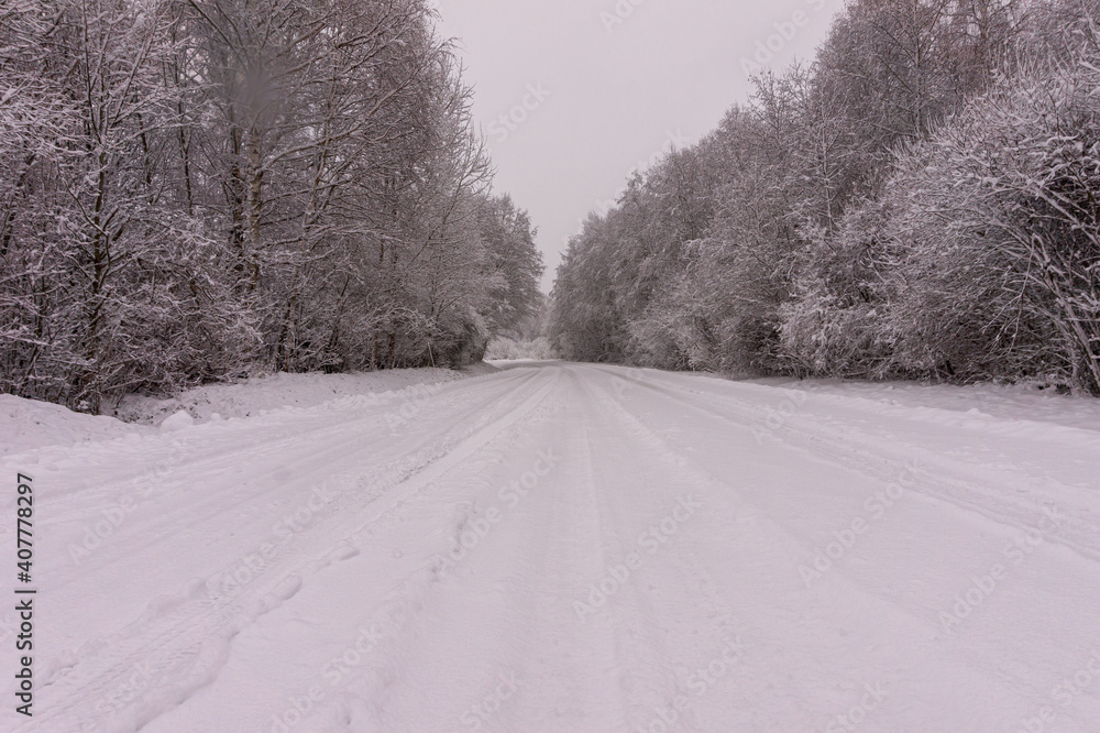 Obraz premium Snowy road