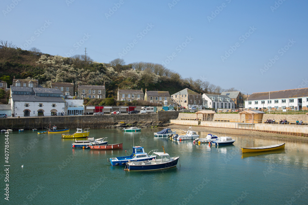 Porthleven Cornwall England UK boats in beautiful Cornish harbour south west England