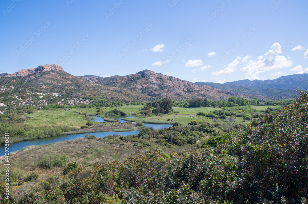 Obraz premium View of the Ostricone Delta on the French island of Corsica