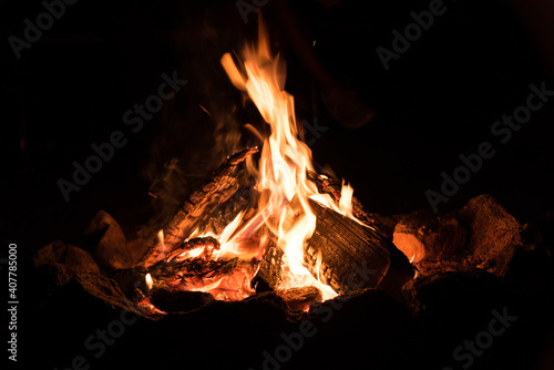 Nocturnal Romantic Campfire - Closeup And Optional Picture