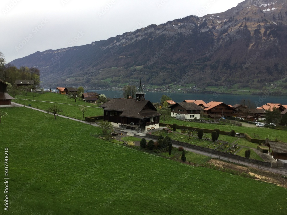 Village in the mountains in Switzerland