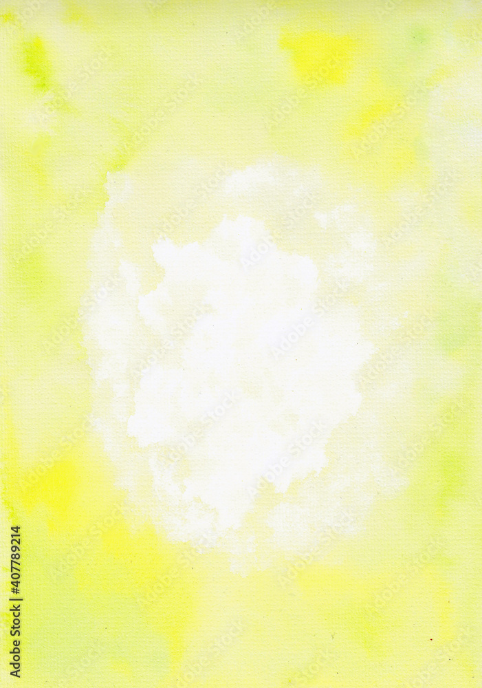 Obraz premium Abstract light yellow watercolor background on paper. The circle frame.
