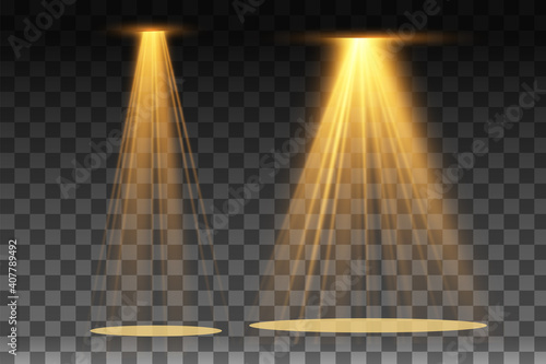 Vector spotlight. Light effect.Glow isolated yellow transparent light effect. Abstract special effect element design.