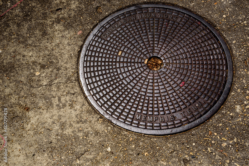 Manhole Cover with Memphis Engraved