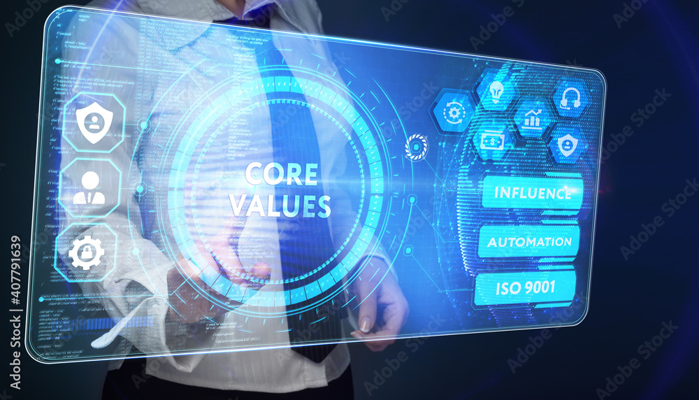 Business, Technology, Internet and network concept. Core values responsibility ethics goals company concept