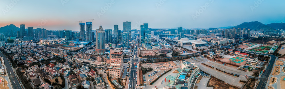 Aerial photography of modern urban architectural landscape of Qingdao, China