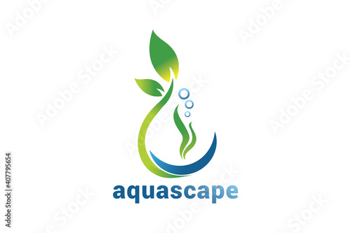 Aquascape logo  design vector template.