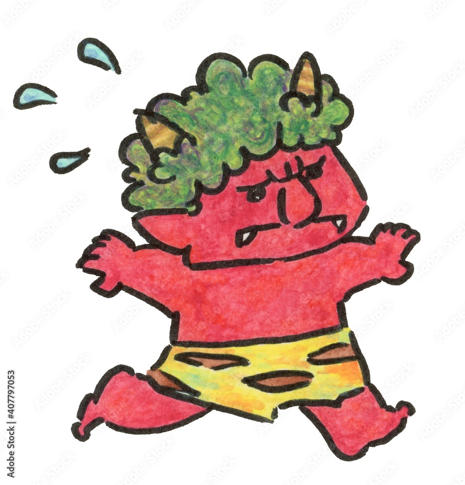 Obraz premium 逃げる赤鬼_節分_２月の行事