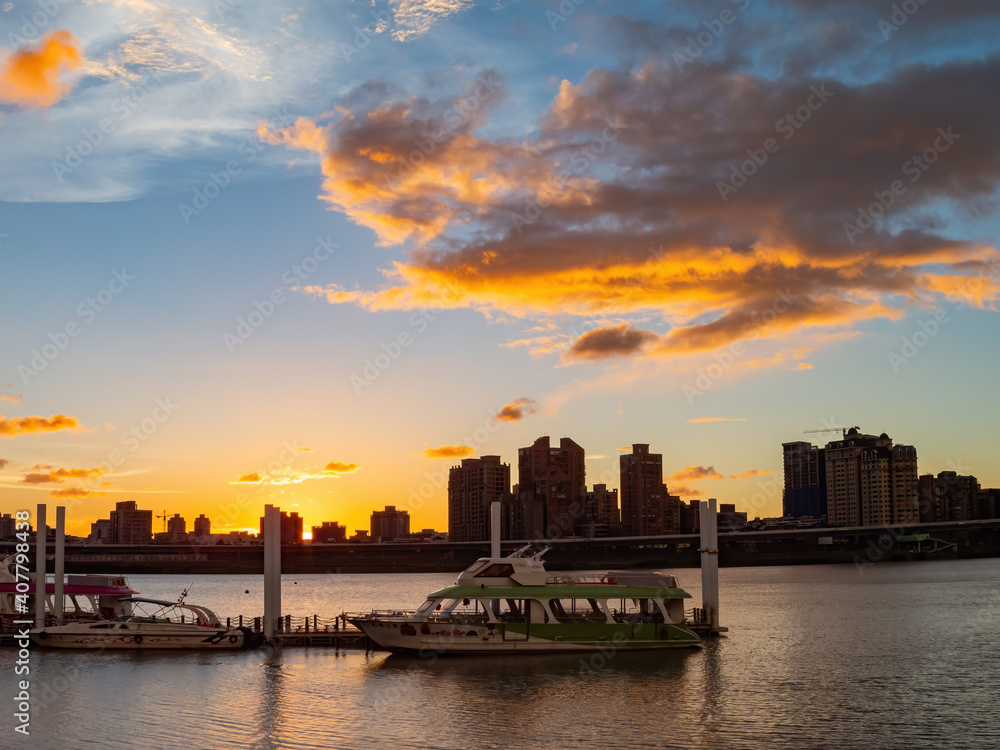 Sunset landscape around the Dadaocheng Wharf area Sunset landscape around the Dadaocheng Wharf area