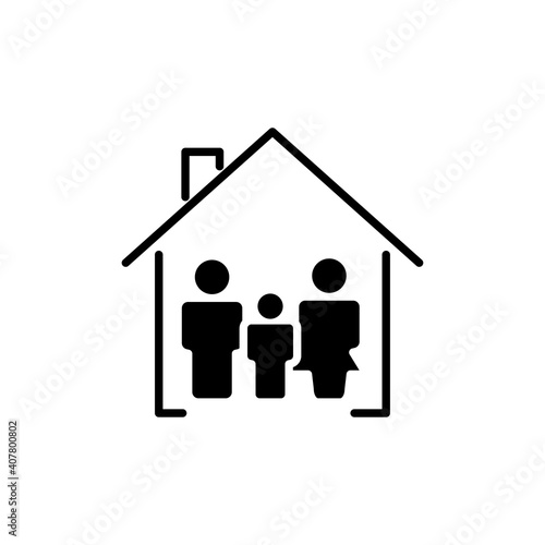 Family icon with home. family at home symbol. simple design editable. Design template vector