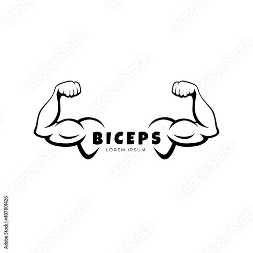 Biceps muscle icon logo vector design template. Strong arm, muscle arm logo vector illustration