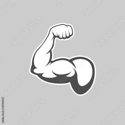 Biceps muscle icon logo vector design template. Strong arm, muscle arm logo vector illustration