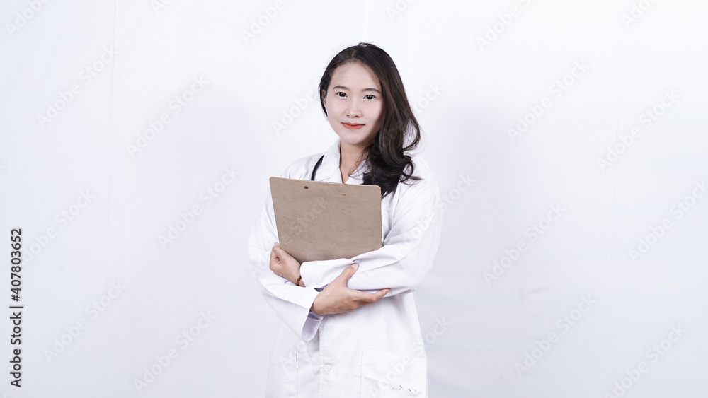 doctor asian woman with stethoscope isolated white background doctor asian woman with stethoscope isolated white background