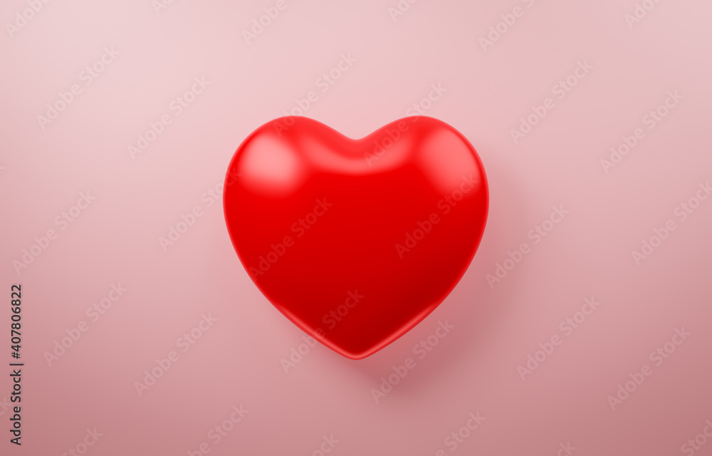 Valentines hearts on pink background. 3d illustration.