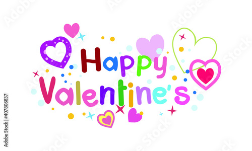 Happy Valentine's Day with love and hearts, Holiday greeting card, gift voucher, invitation design, love creative concept Vector illustration.