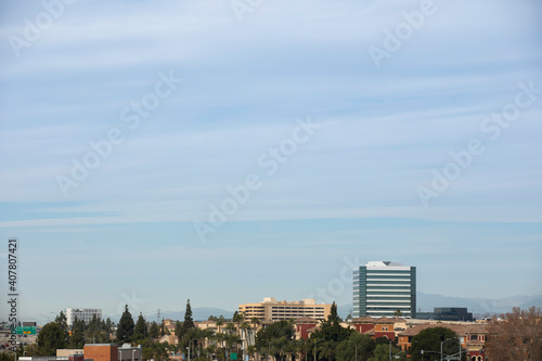 Daytime view of the skyline of Orange, California, USA.
