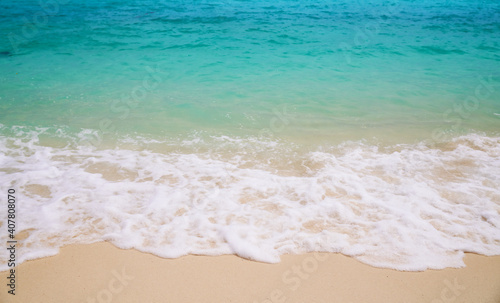 Beach and Wave Bubble flow on Lipe islands seascape background