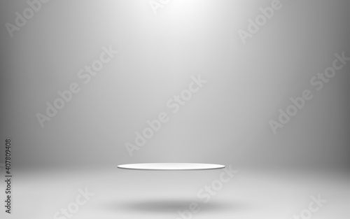 blank podium and white light in the white studio room