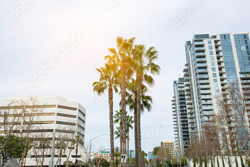 Daytime skyline view of downtown Santa Ana, California, USA.