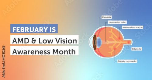 February age-related macular degeneration and low vision awareness month vector	