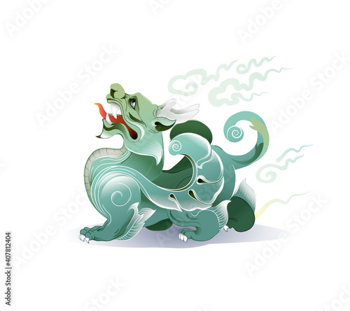Vector of Pixiu Chinese mythical hybrid creature.