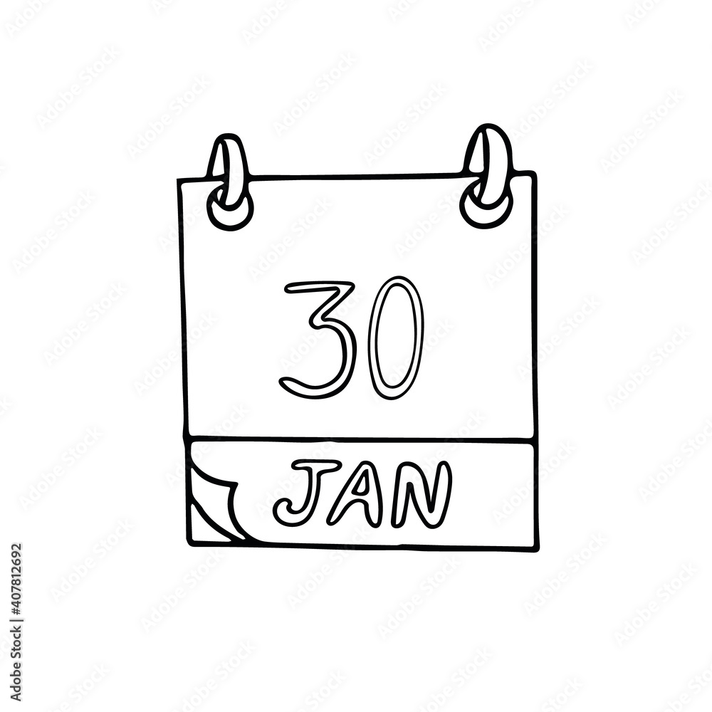 calendar hand drawn in doodle style. January 30. Day, date. icon, sticker, element, design. planning, business holiday calendar hand drawn in doodle style. January 30. Day, date. icon, sticker, element, design. planning, business holiday
