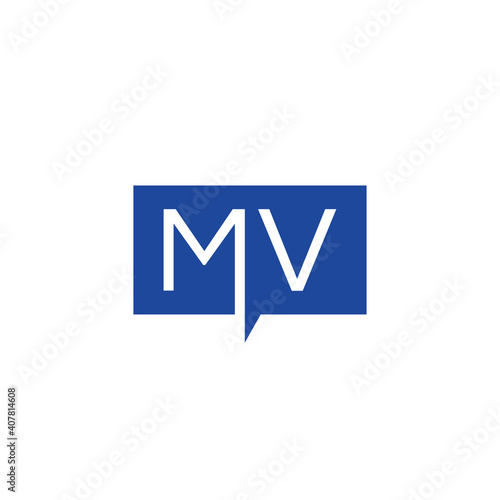 Creative initial letter MV square logo design concept vector