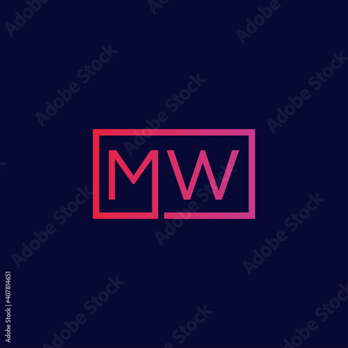 Creative initial letter MW square logo design concept vector photo