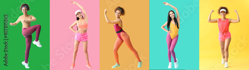 Young women doing aerobics ...