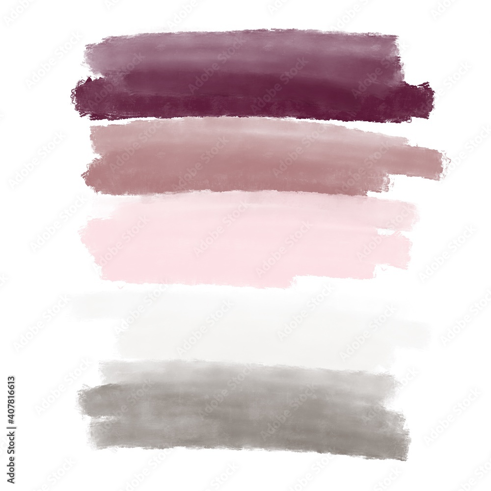 Abstract watercolor brush strokes on white background, artistic color palette, textured background