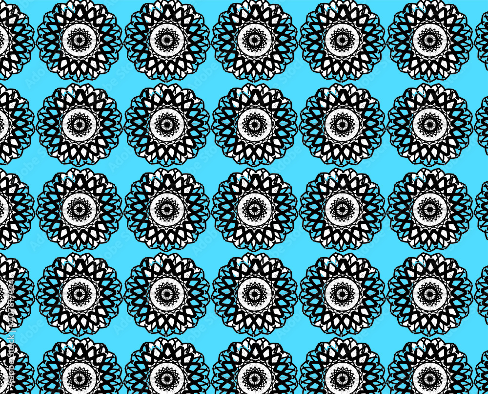 Blue and black flower seamless pattern wallpaper eps vector file textile fabric print wrapping 